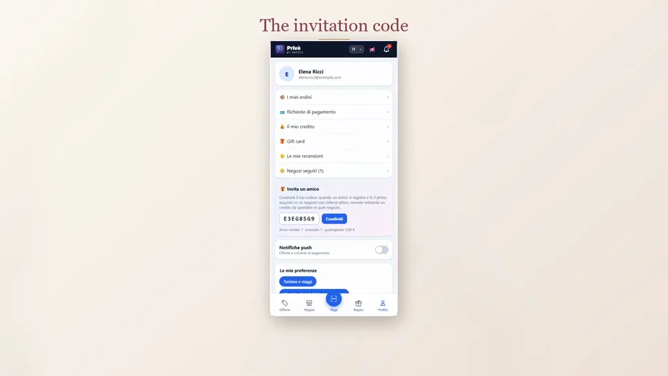 Customer referral: word of mouth that rewards inviter and invitee, with credit to spend in the shop