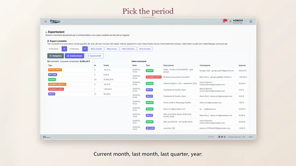 PaySts Tools: accounting export, signed webhooks to your back office and activity log