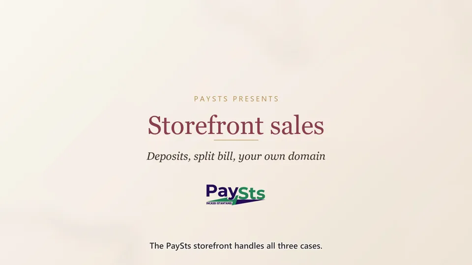 PaySts storefront sales: deposits, split bill, cashback and custom domain